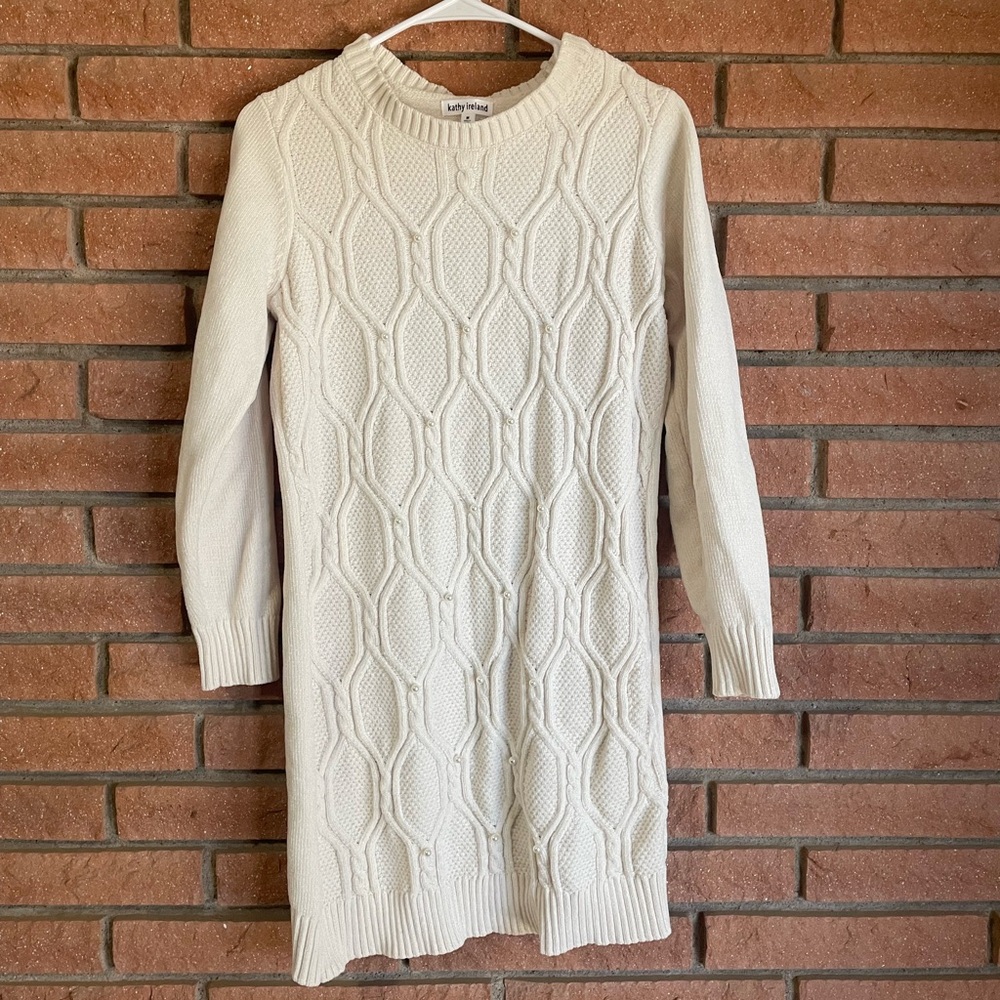 Kathy Ireland Cream Cable Knit Dress